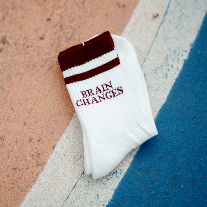 MAROON-STRIPED SCRUNCH SOCKS